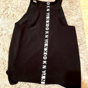 Black razor back tank with Dkny strip down the back